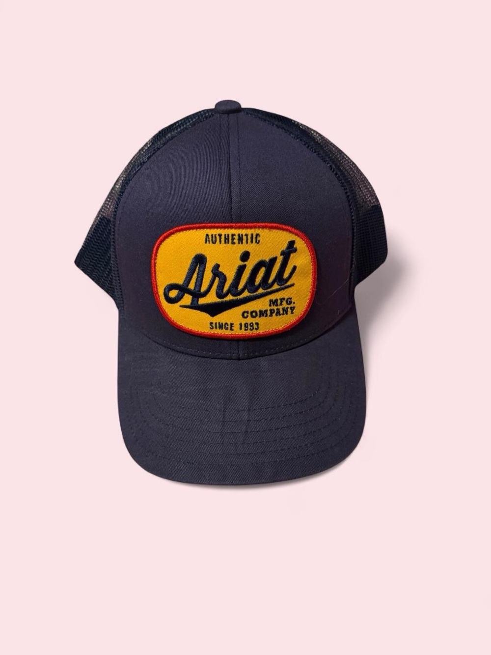 Ariat Dark Blue Trucker Cap with Yellow Patch